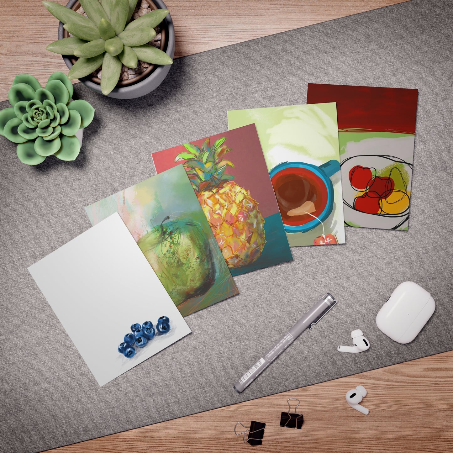 Let's eat artwork. Multi-Design Greeting Cards (5-Pack)