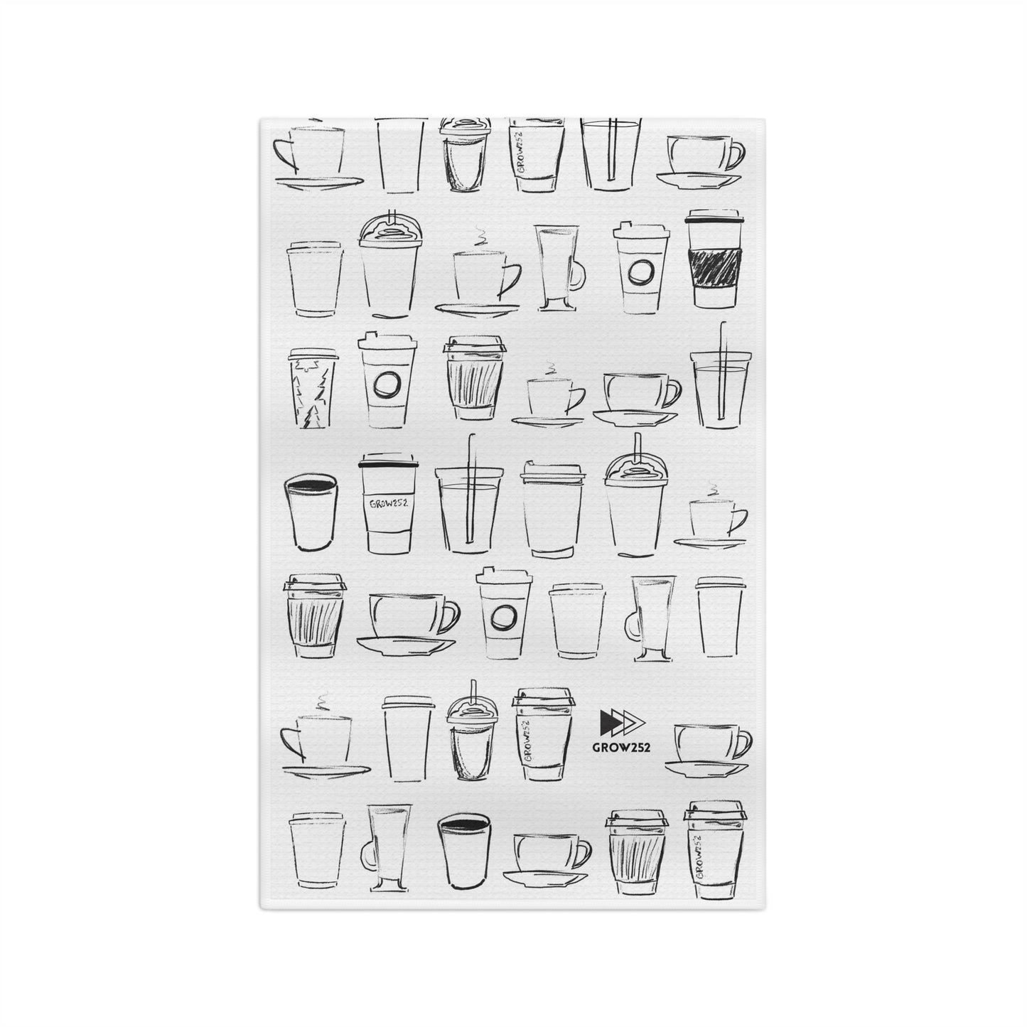 Coffee cups Illustration, Microfiber Tea Towel
