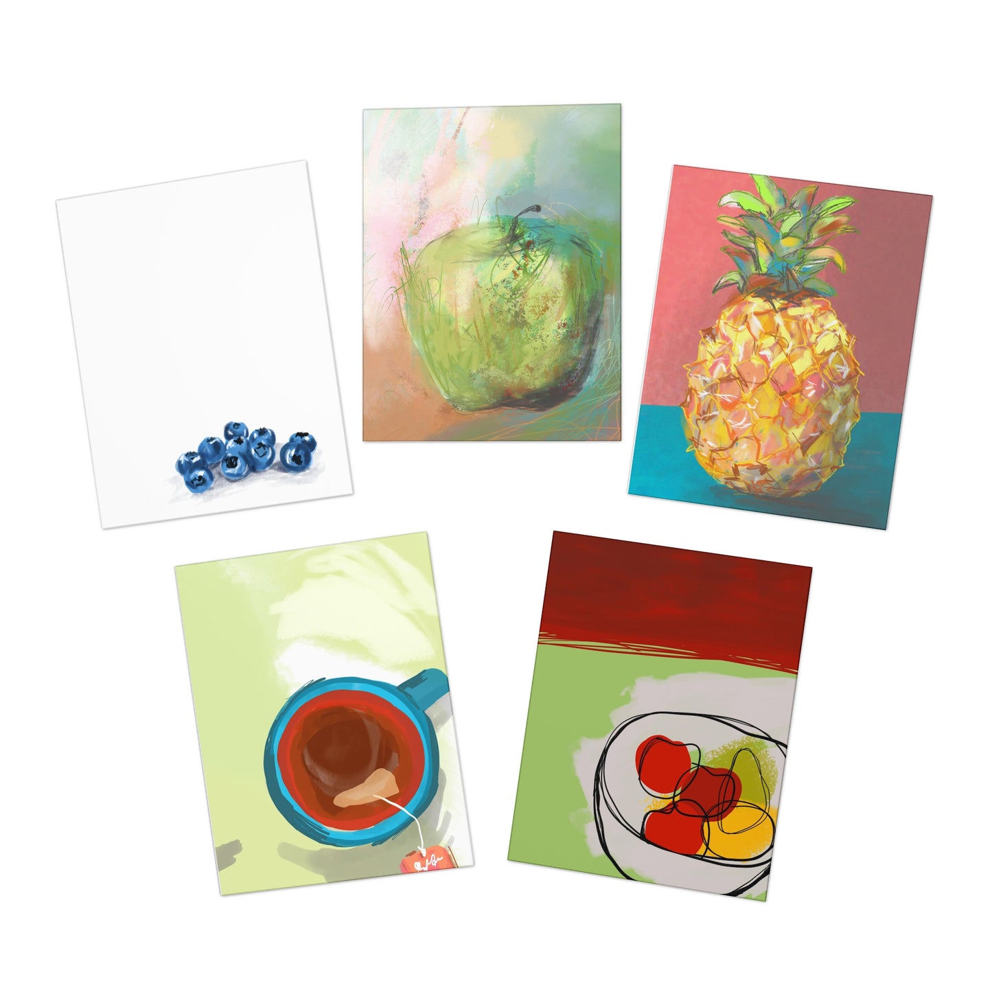 Let's eat artwork. Multi-Design Greeting Cards (5-Pack)
