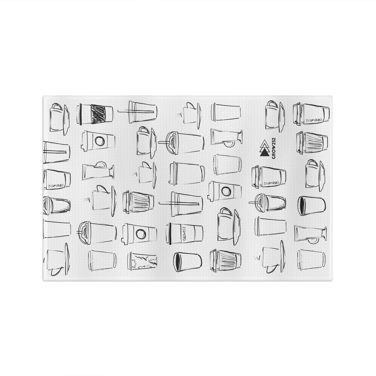 Coffee cups Illustration, Microfiber Tea Towel