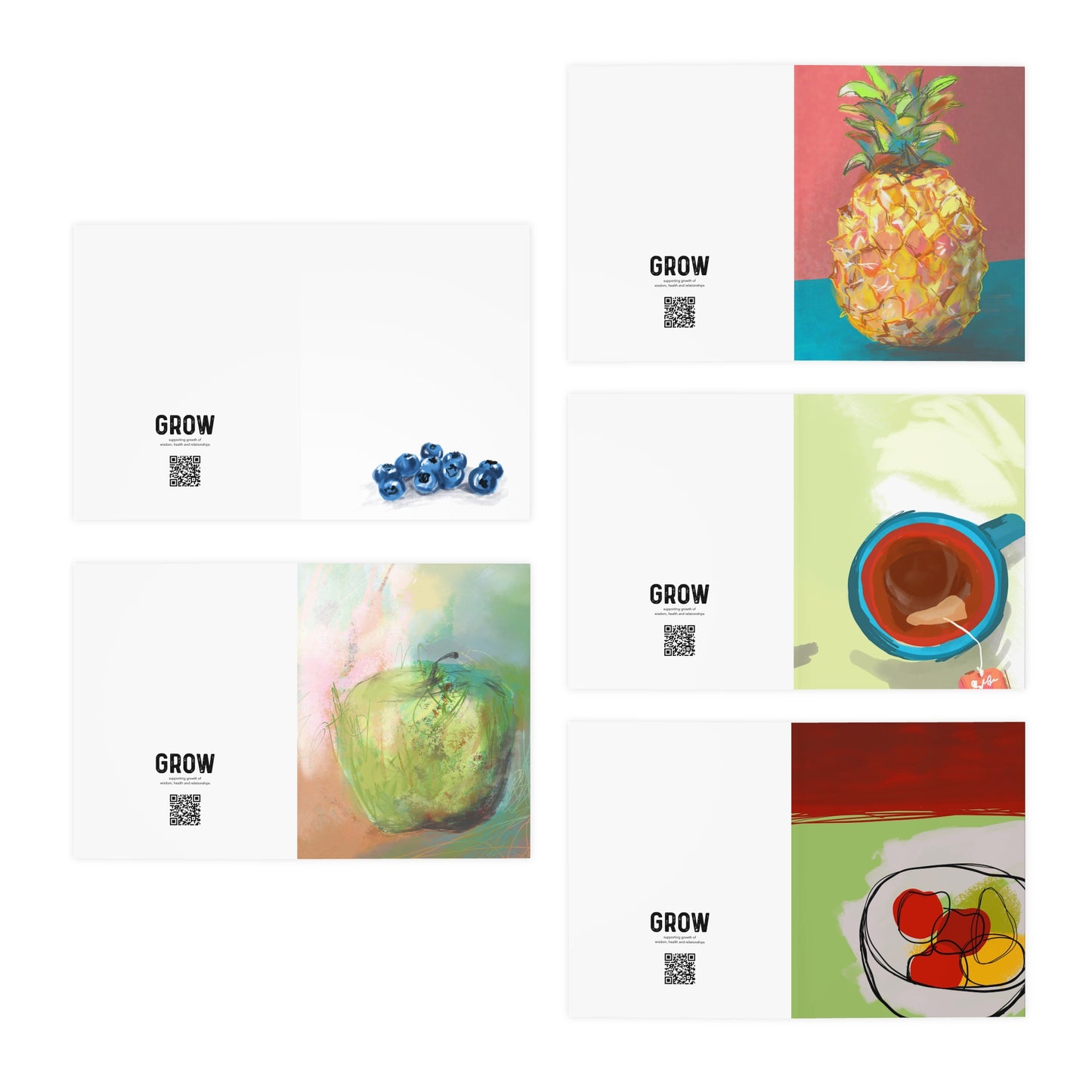 Let's eat artwork. Multi-Design Greeting Cards (5-Pack)