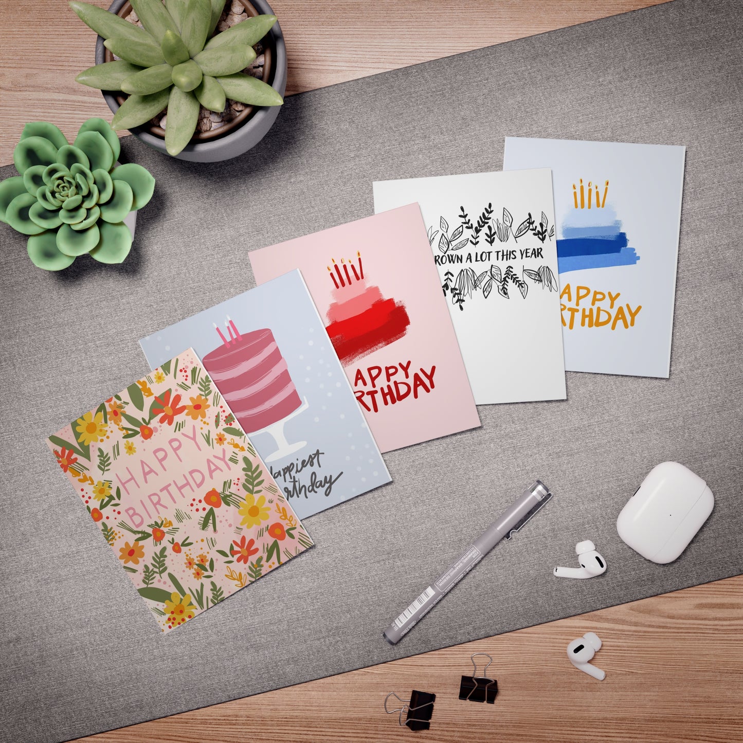 Happy Birthday bundle. Multi-Design Greeting Cards (5-Pack)